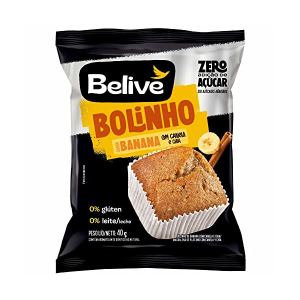 BELIVE BOLINHO DE BANANA C/ CANELA E CHIA ZERO ACUCAR S/G S/L 40G