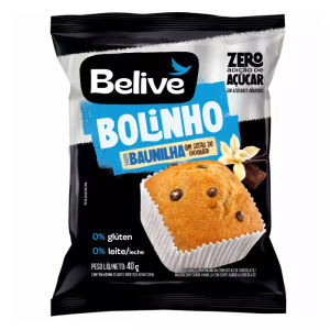 BELIVE BOLINHO DE BAUNILHA C/ GOTAS DE CHOCO ZERO ACUCAR S/G S/L 40G