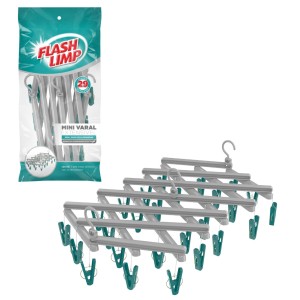 Mini Varal Extensível com 29 Prendedores LAV3802 FlashLimp