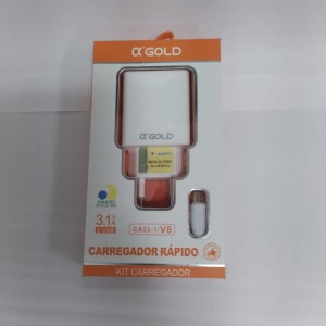 GOLD CARREGADOR PARA CELULAR TURBO USB CA22-1/V8