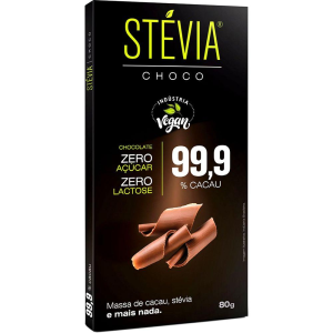 STEVIA CHOCO 99,9% CACAU S/ACUCAR S/LACTOSE 80G