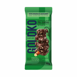 GOLDKO CHOCO 70% CACAU C/ AVELA ZERO ACUCAR 80G