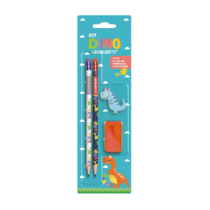 LEO&LEO KIT LAPIS/BORRACHA/APONTADOR DINO 72185