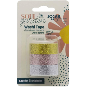 JOCAR OFFICE WASHI TAPE SOUL GARDEN BRILHO 3MX15MM 3UN 79805
