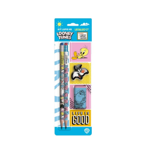 LEO&LEO KIT LAPIS/BORRACHA/APONTADOR LOONEY TUNES 71624