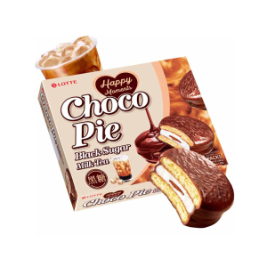 LOTTE CHOCO PIE CHA PRETO COM LEITE E ACUCAR MASCAVO 12P 336G