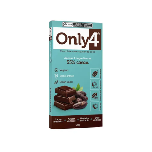 ONLY4 CHOCOLATE 55% CACAU COM ACUCAR DE COCO 70G