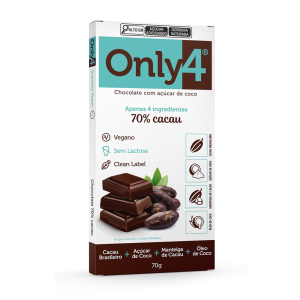 ONLY4 CHOCOLATE 70% C/ ACUCAR DE COCO 70G