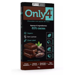 ONLY4 CHOCOLATE C/ACUCAR DE COCO 85% CACAU 70G