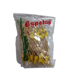 SHIKI ESPETO DECORADO CORACAO AMARELO 12CM 50UN AC-004